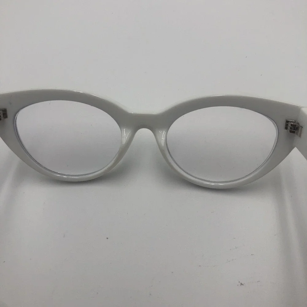 Zenni Optical Women's Eyeglass Frames White Cat Eye Preowned  With Case 50s Look